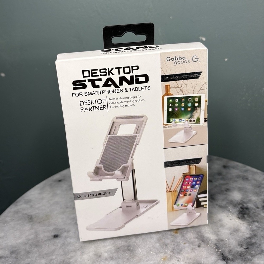 Gabba Goods Adjustable Foldable Anti-Skid Desktop Stand Universal White